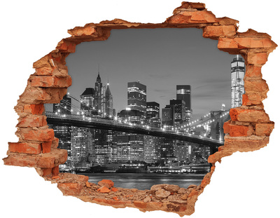 Hole in the wall sticker New York skyline at night