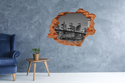 Hole in the wall sticker New York skyline at night