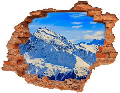 Hole wall sticker Winter mountain landscape