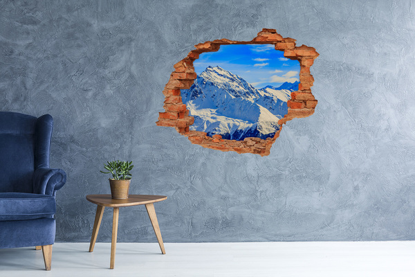 Hole wall sticker Winter mountain landscape