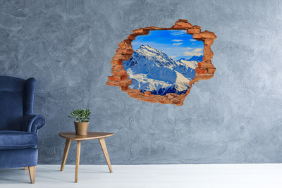 Hole wall sticker Winter mountain landscape