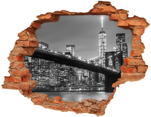 Hole wall sticker New York Bridge