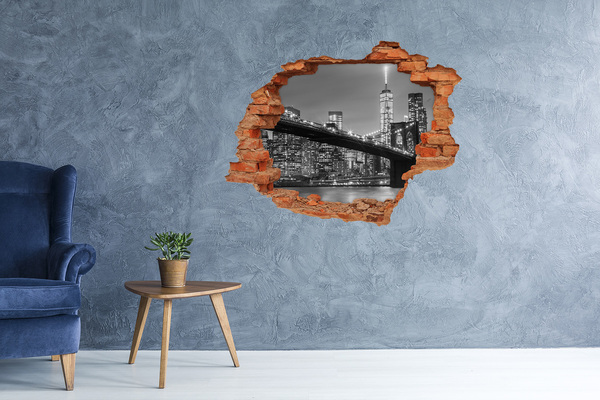 Hole wall sticker New York Bridge