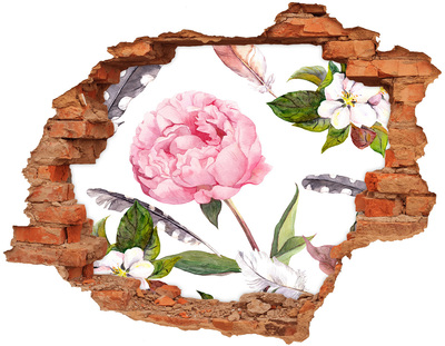 Hole in the wall sticker Flower Mural Through a Hole in the Wall
