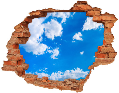 Hole in the wall sticker Blue sky with clouds