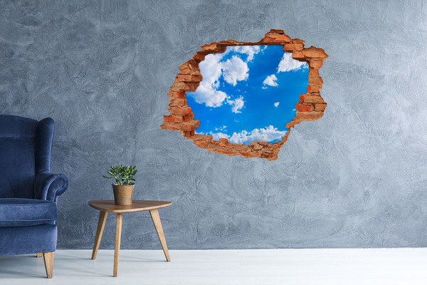 Hole in the wall sticker Blue sky with clouds