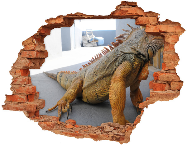 Hole in the wall decal Iguana in a damaged wall