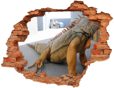 Hole in the wall decal Iguana in a damaged wall