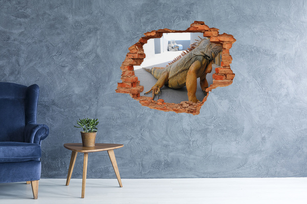 Hole in the wall decal Iguana in a damaged wall