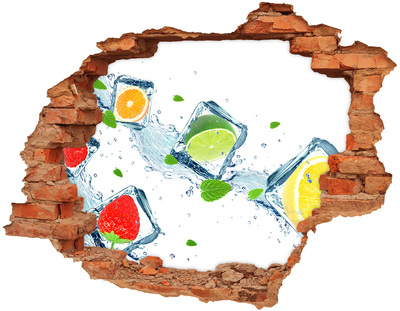 3D wall hole wallpaper A refreshing cocktail in a summer setting