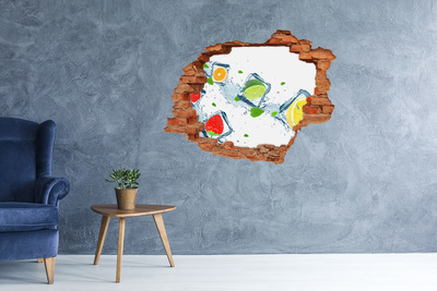 3D wall hole wallpaper A refreshing cocktail in a summer setting