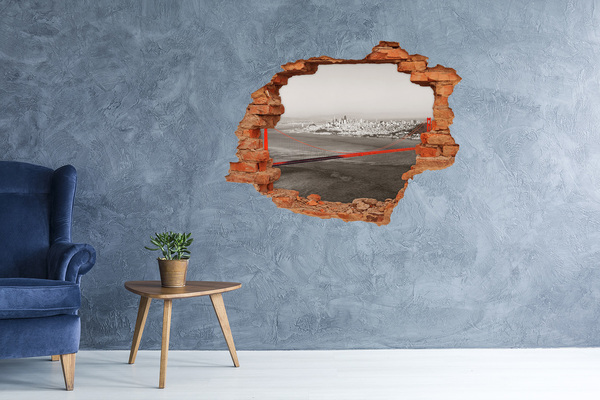 3D wall hole wallpaper View of San Francisco with the Golden Gate Bridge