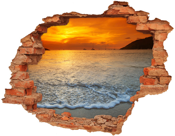 Hole wall sticker Sunset over the sea