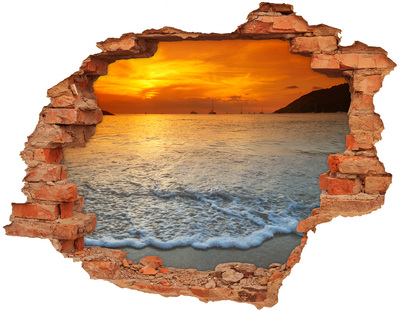 Hole wall sticker Sunset over the sea