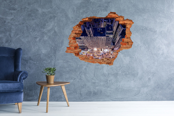 Hole in the wall sticker View from the height of the city at night