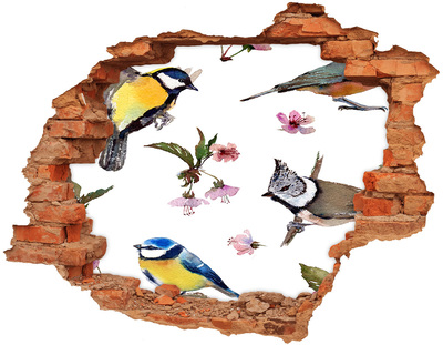 Hole in the wall decal Spring landscape with birds