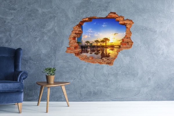 Hole in the wall sticker Sunset in the tropics