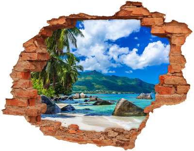 Hole wall sticker A tropical oasis with a sea view