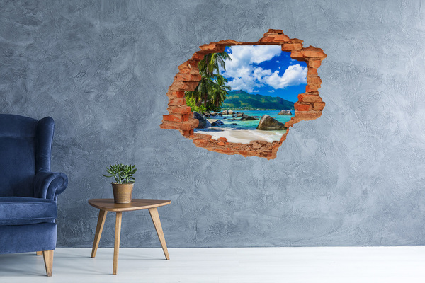 Hole wall sticker A tropical oasis with a sea view