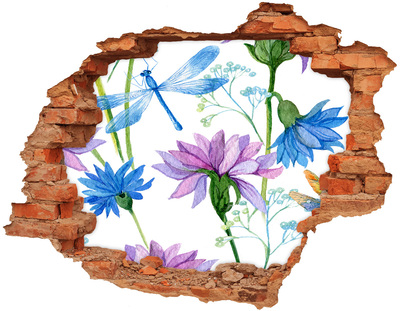 3D wall hole Hole in the Wall Floral Mural