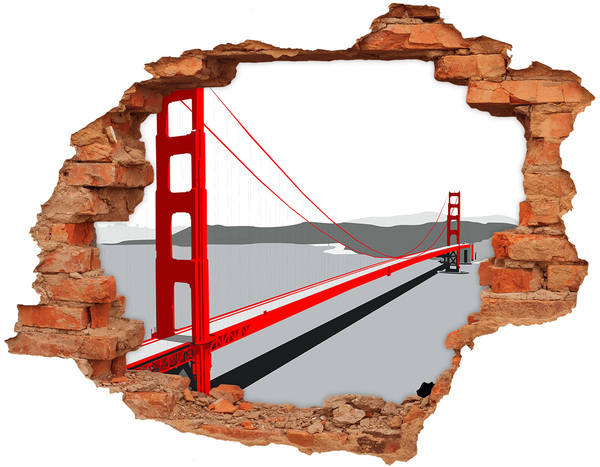 Hole wall sticker Golden Gate Bridge in California