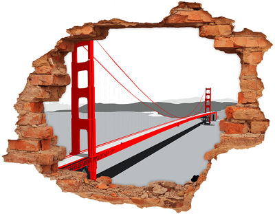 Hole wall sticker Golden Gate Bridge in California