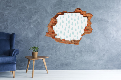 3D wall hole wallpaper Raindrops behind the wall