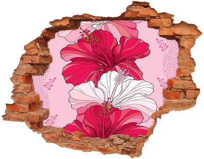 Hole in the wall sticker Colorful tulips