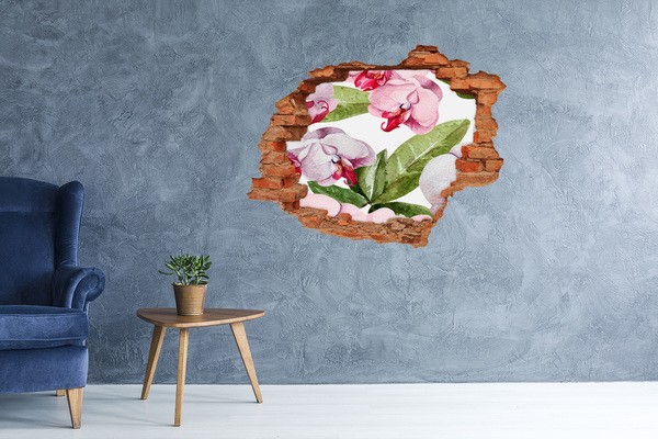 Hole in the wall decal Peonies