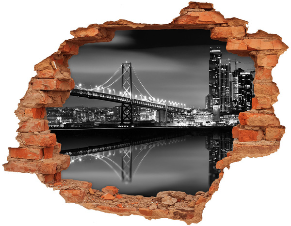 Hole wall sticker Golden Gate Bridge at night
