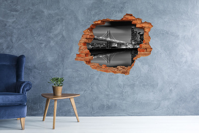 Hole wall sticker Golden Gate Bridge at night