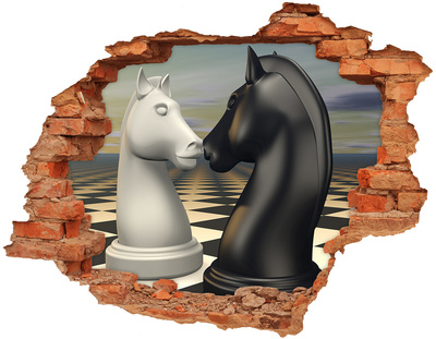 Hole in the wall decal Chess confrontation