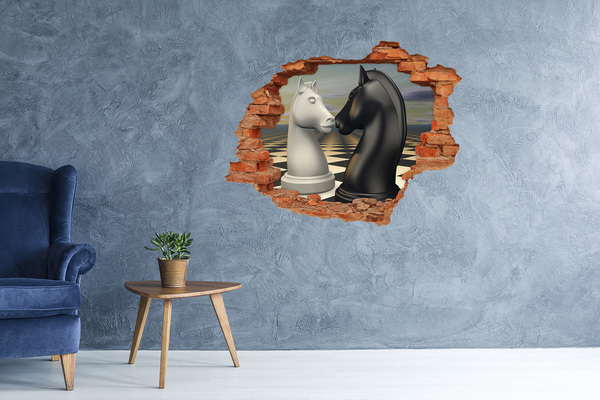 Hole in the wall decal Chess confrontation