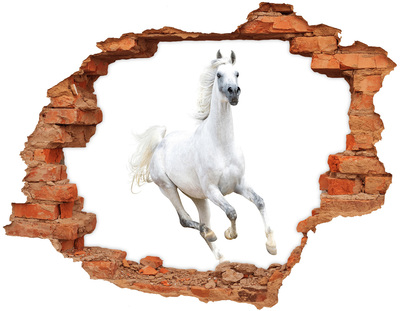 Hole in the wall sticker A white horse on the run