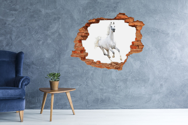 Hole in the wall sticker A white horse on the run