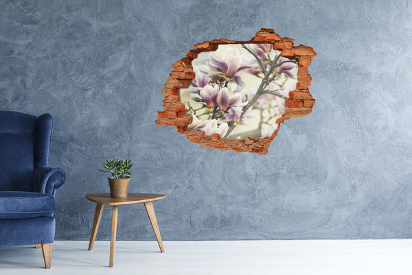 Hole in the wall decal Magnolia flowers in a damaged wall