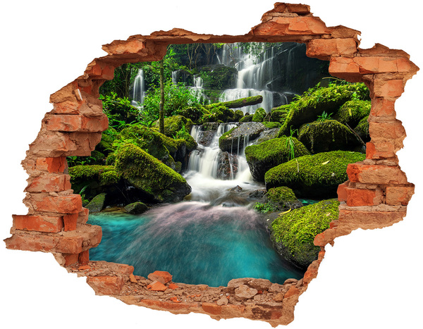 Hole in the wall sticker A waterfall among the greenery