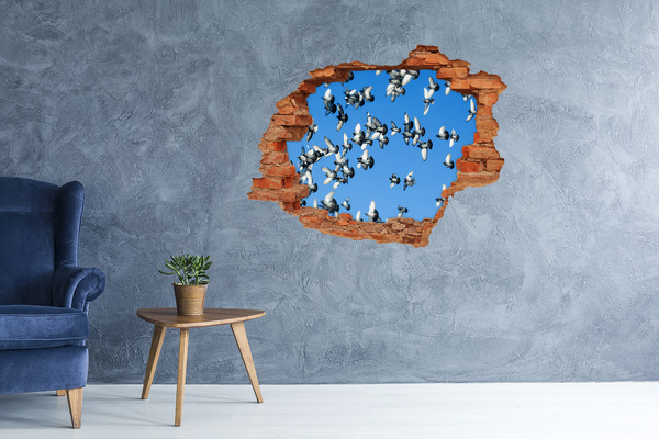 Hole in the wall decal Birds flying through a hole in the wall