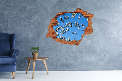Hole in the wall decal Birds flying through a hole in the wall