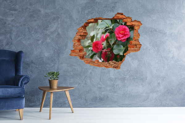 Hole in the wall sticker Flower garden in concrete