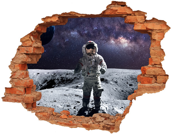 Hole in the wall decal Astronaut on the Moon