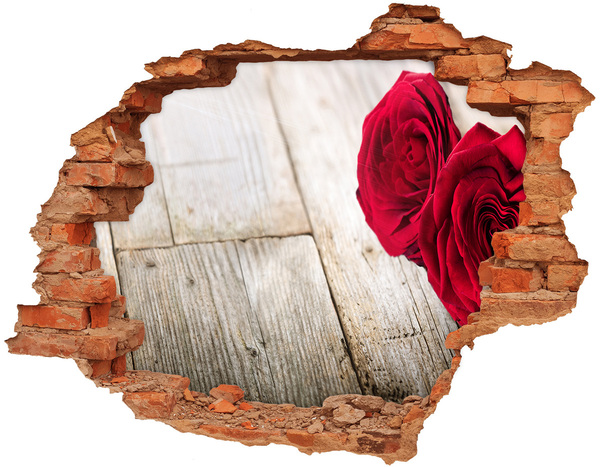 3D wall hole wallpaper Roses in concrete