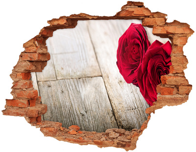 3D wall hole wallpaper Roses in concrete