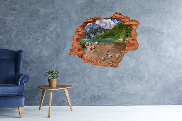 Hole in the wall decal Lake in the mountains