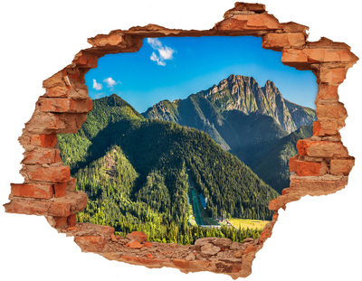 Hole in the wall sticker Mountain landscape with a valley