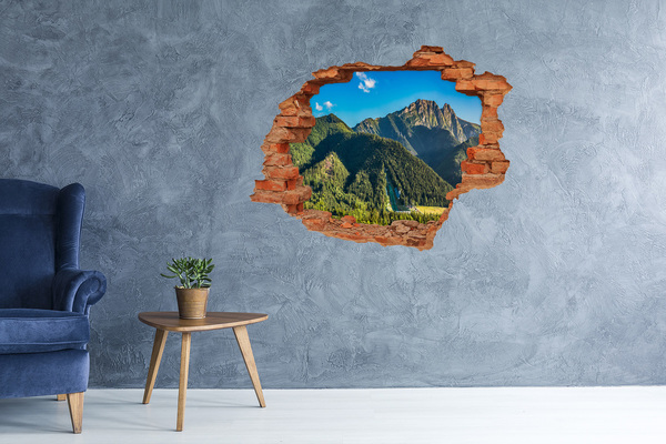 Hole in the wall sticker Mountain landscape with a valley
