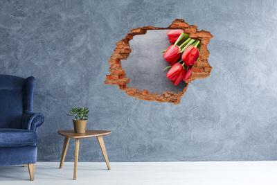 Hole in the wall sticker Flowers in concrete