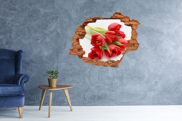 Hole in the wall decal Tulips in a broken wall
