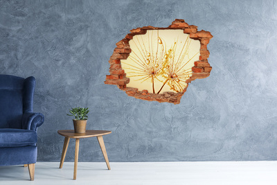 3D wall hole wallpaper Golden flowers in concrete