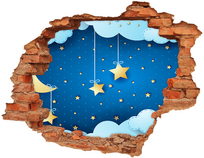Hole in the wall sticker Night sky with golden stars